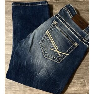 BKE Women's Stella Stretch Cropped Low Rise Dark Wash Jeans SZ 26‎ (30x20)